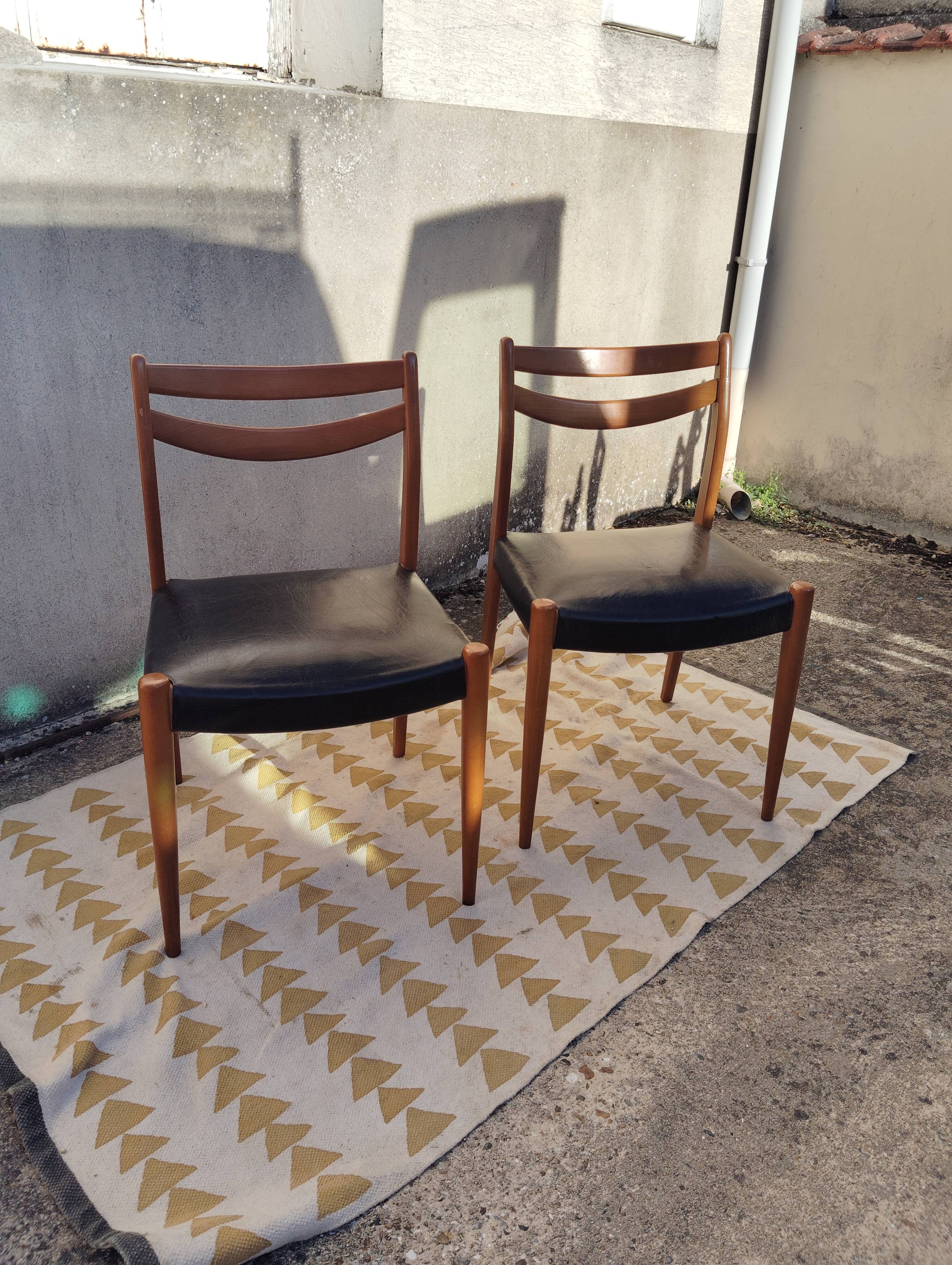 Set 6 chaises vintage scandinave dépareillées