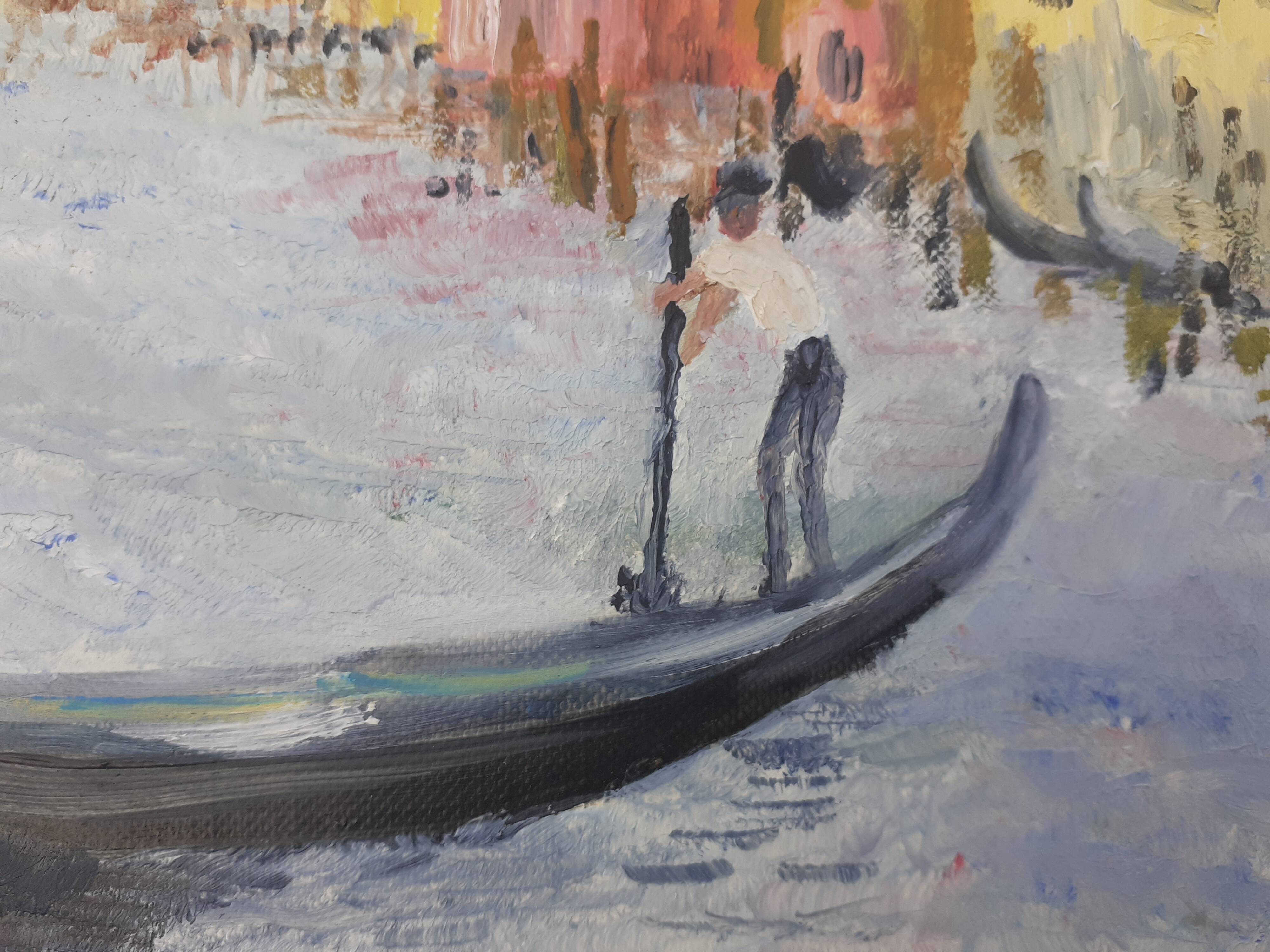 Huile sur panneau du Grand Canal à Venise