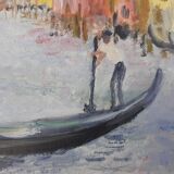 Huile sur panneau du Grand Canal à Venise