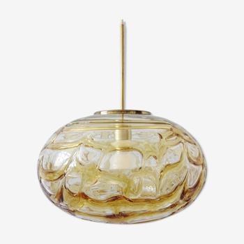 Murano glass pendant lamp by Doria Leuchten, oval amber glass pendant lamp