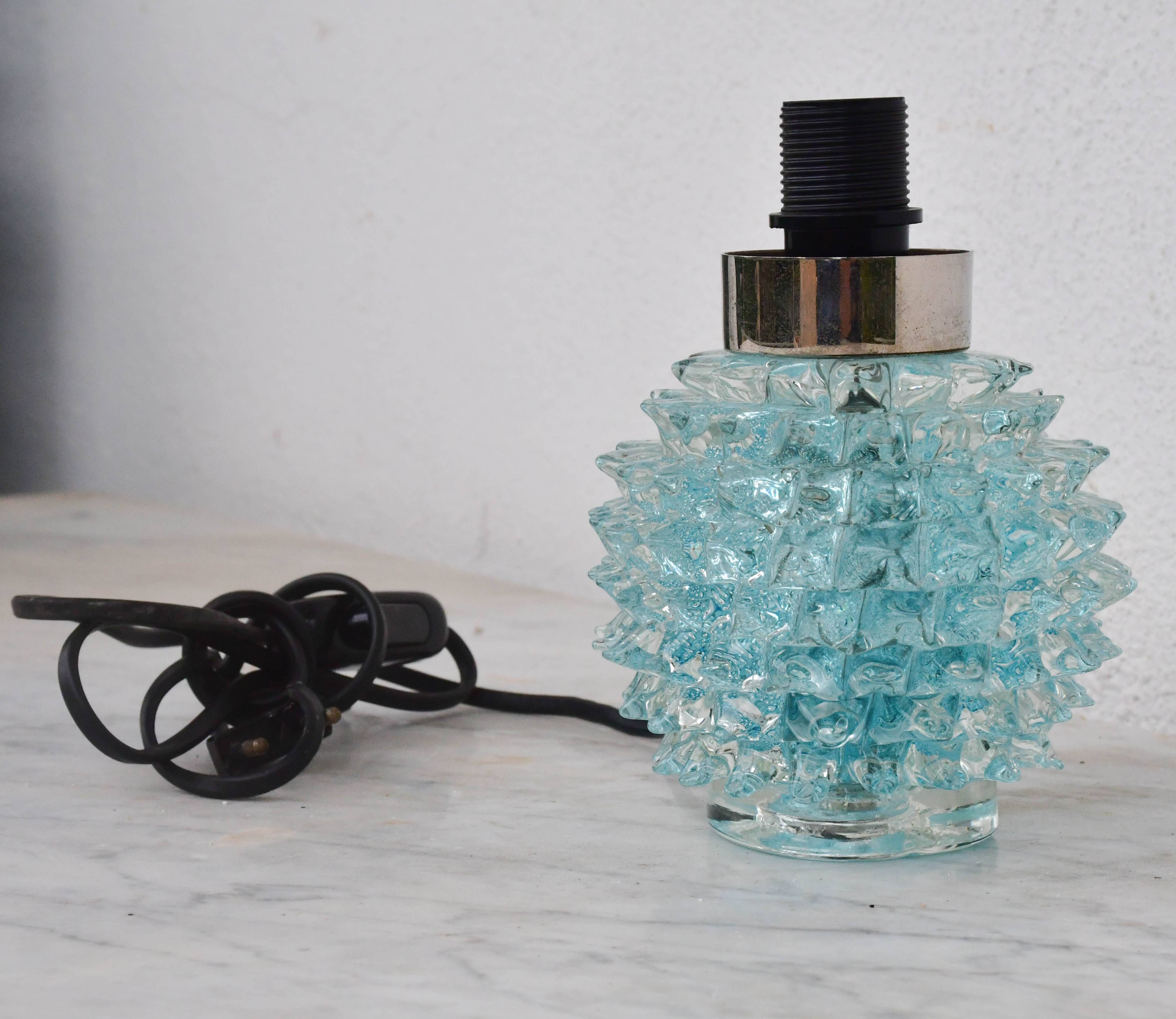 Rare blue table lamp in rostrato Murano glass vase for Barovier & Toso, 1950s