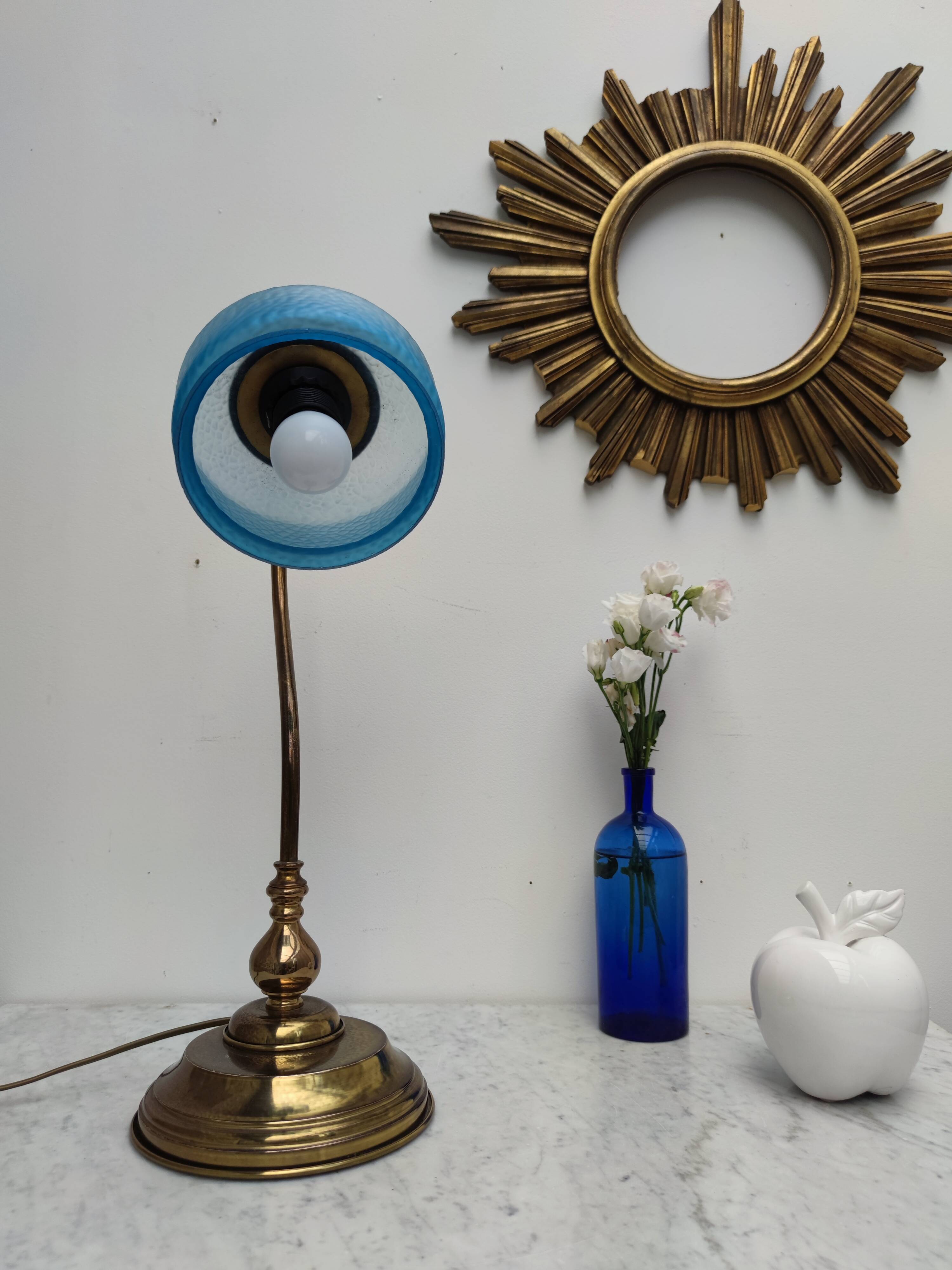 Golden and blue lamp
