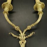 Large pair of Louis XVI style sconces from the 19th century - gilded bronze