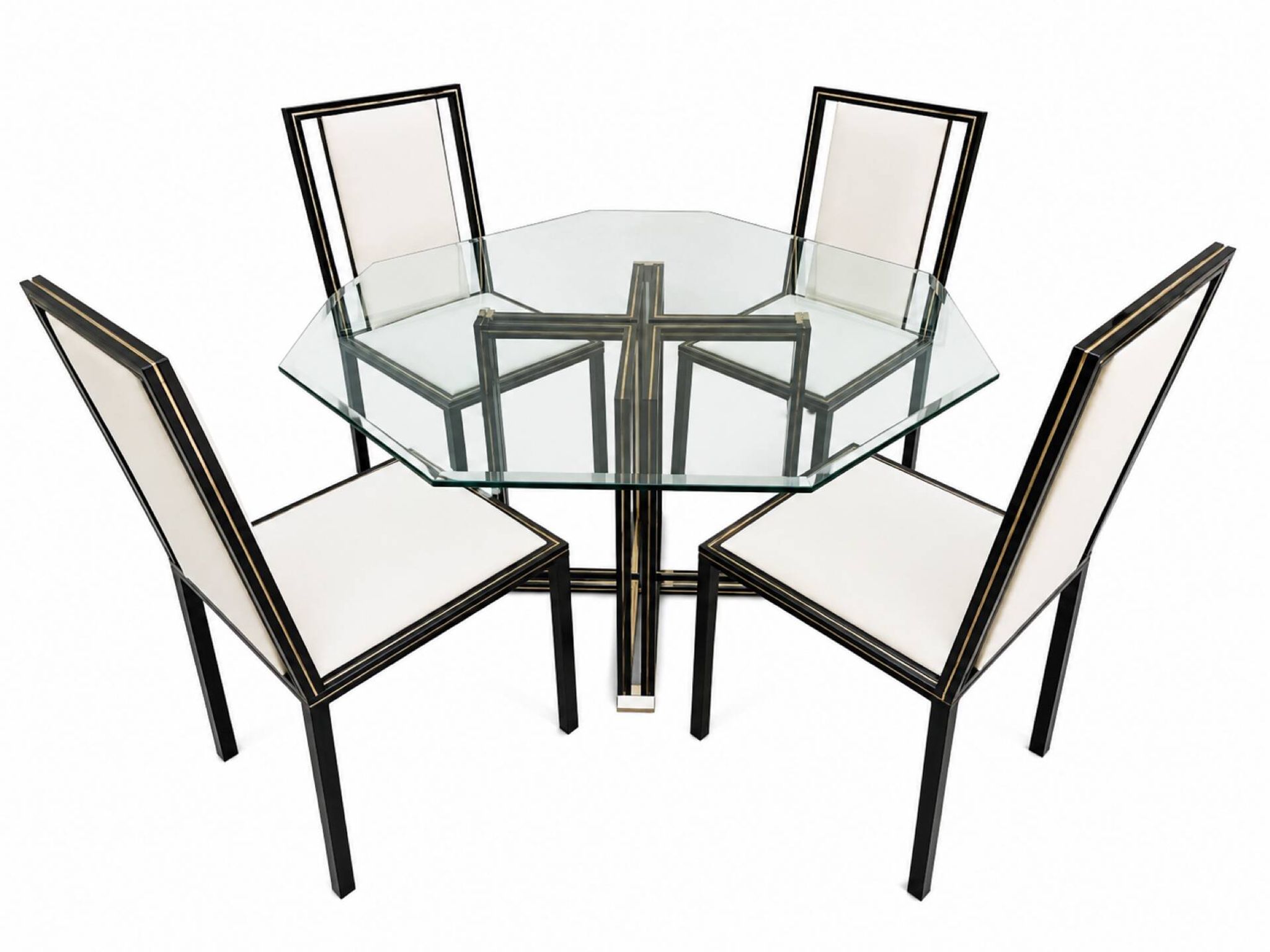 Ensemble Table et 4 chaises Pierre Vandel Paris — plateau verre