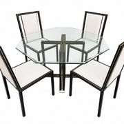 Ensemble Table et 4 chaises Pierre Vandel Paris — plateau verre