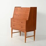 Secrétaire en teck scandinave avec miroir caché, années 1960
