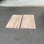 Renovated square extendable dining table in raw solid cherry wood, Louis XVI style.