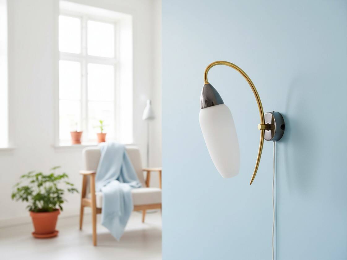 Vintage brass white Opaline Glass Wall Sconce