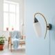 Vintage brass white Opaline Glass Wall Sconce