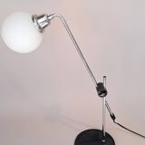 Chrome and white opaline pendulum lamp, 1970.