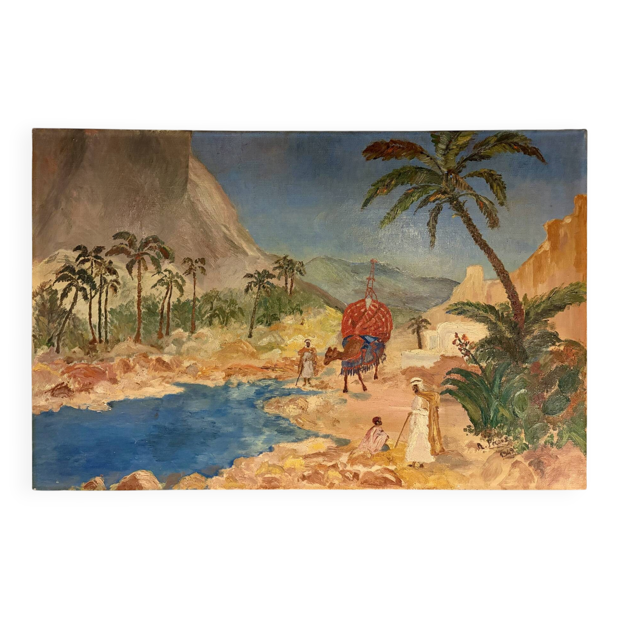 Oriental painting 1949 R.Pécoux Oasis