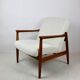 GFM-64 Brown Armchair in White Ivory Bouclé attributed to Edmund Homa, 1970s