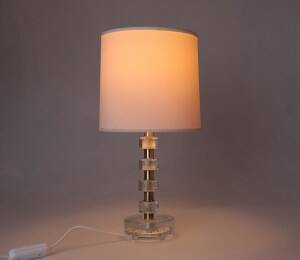 Orrefors crystal and brass table lamp for Vitrika