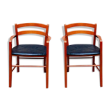 Beech and leather armchairs Model Marocca by Vico Magistretti for De Padova Italia Year 1987