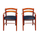 Fauteuils en hêtre et cuir Model Marocca de Vico Magistretti pour De Padova Italia années 1987
