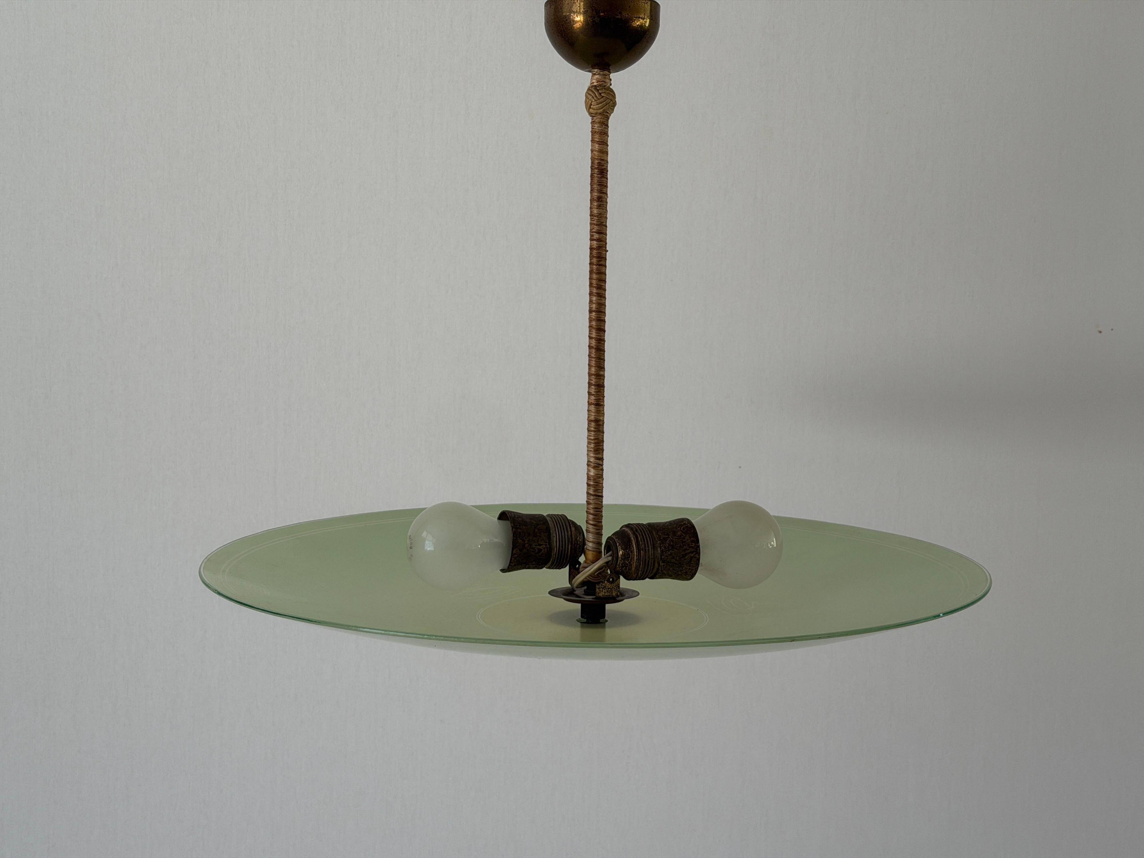 Suspension Art Déco en verre vert, années 1940, Allemagne