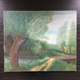 Green countryside landscape board