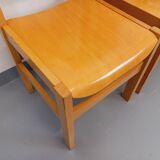 Set of 4 minimalist vintage beechwood chairs from the 80s