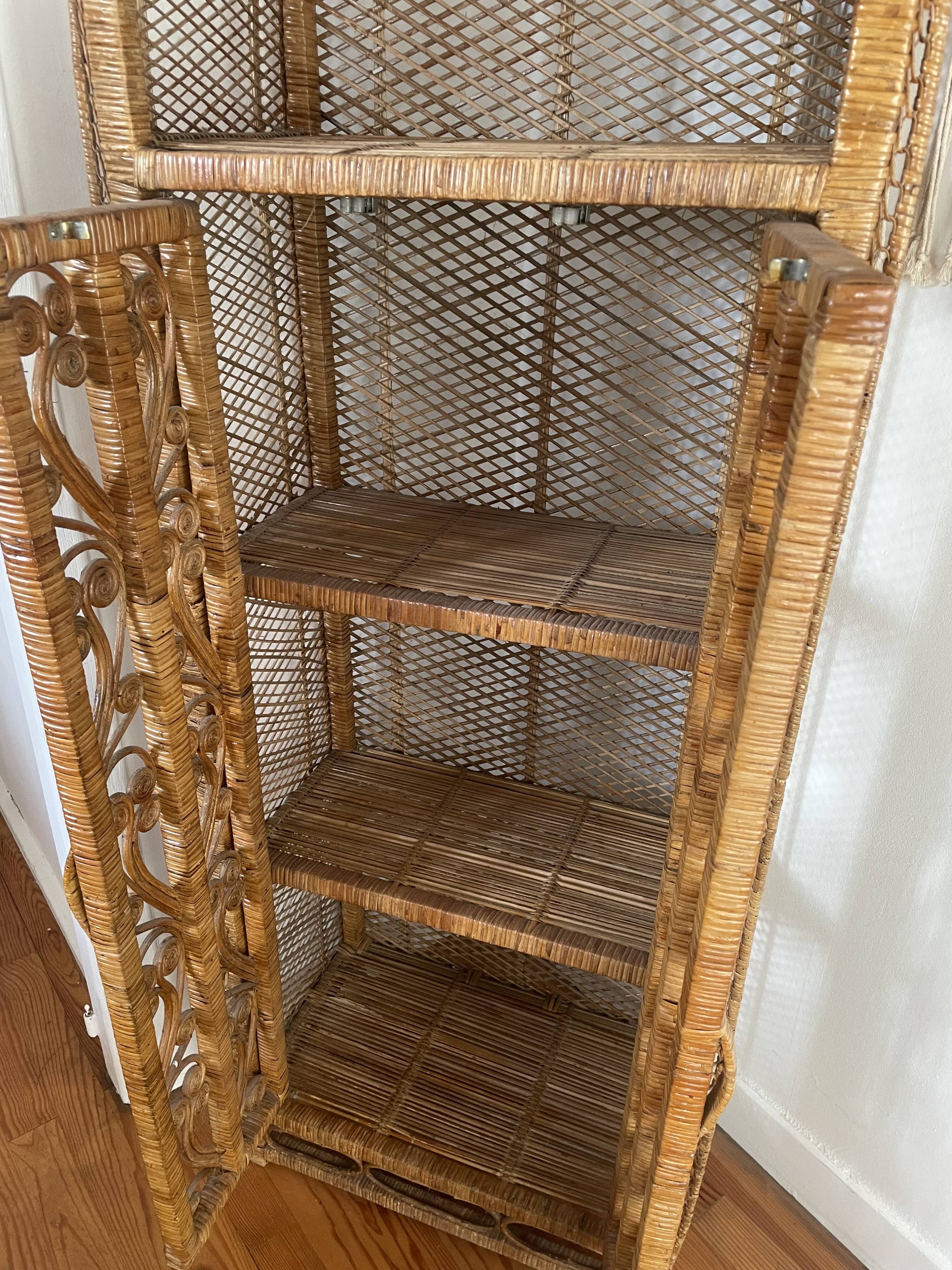 Peacock rattan bookshelf