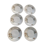 6 small old porcelain plates, floral pattern