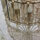 70s designer chandelier with smoked glass plates and gold metal frame