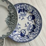 4 assiettes dépareillées anciennes bleues
