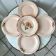 Lot de 5 assiettes plates rose poudré Digoin Sarreguemines et Longwy années 30-40