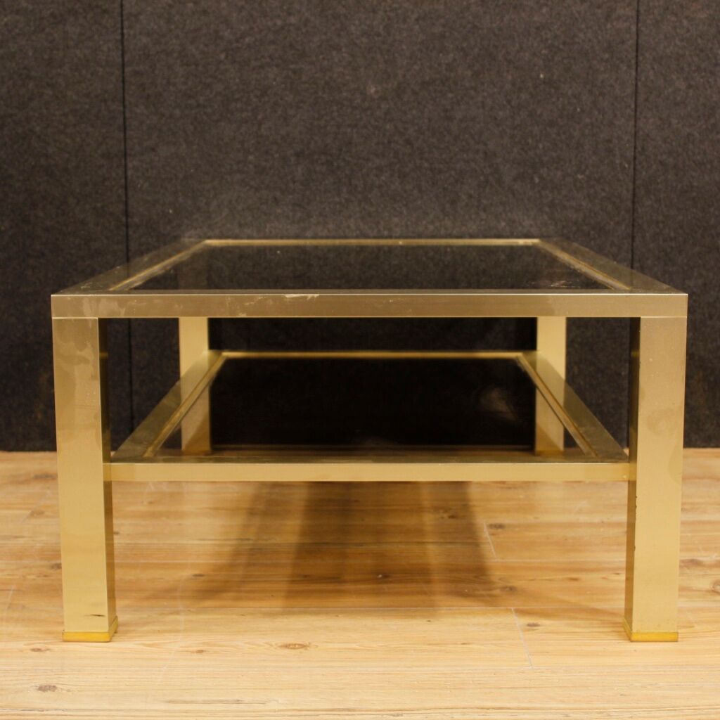 French design coffee table in glass and metal