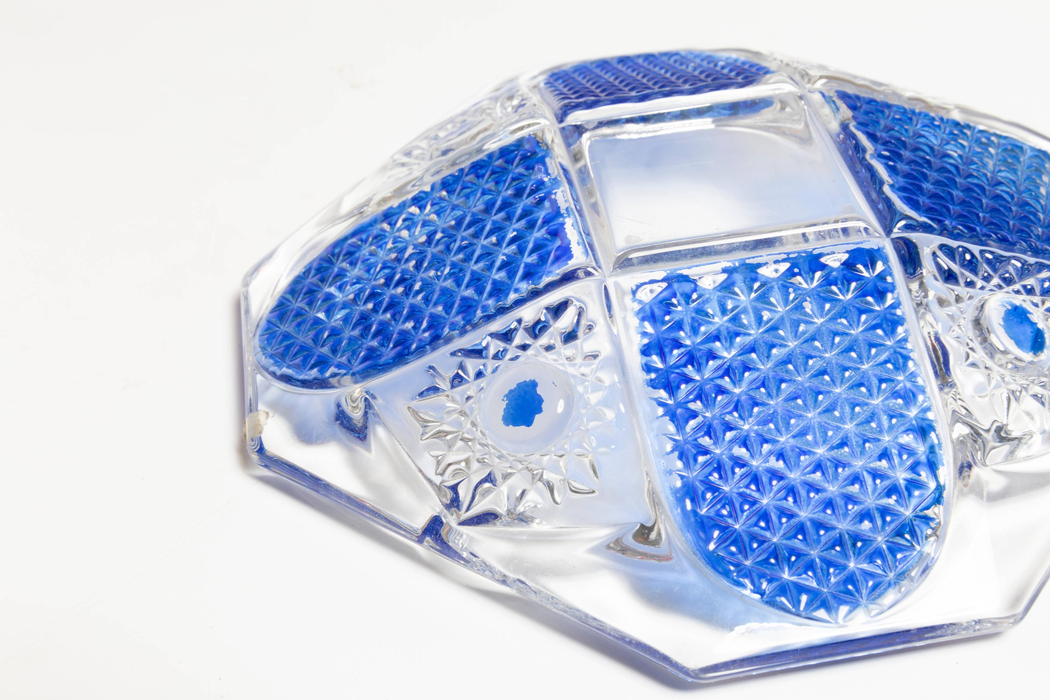 Vintage blue and clear glass ashtray, Italy, 1970s