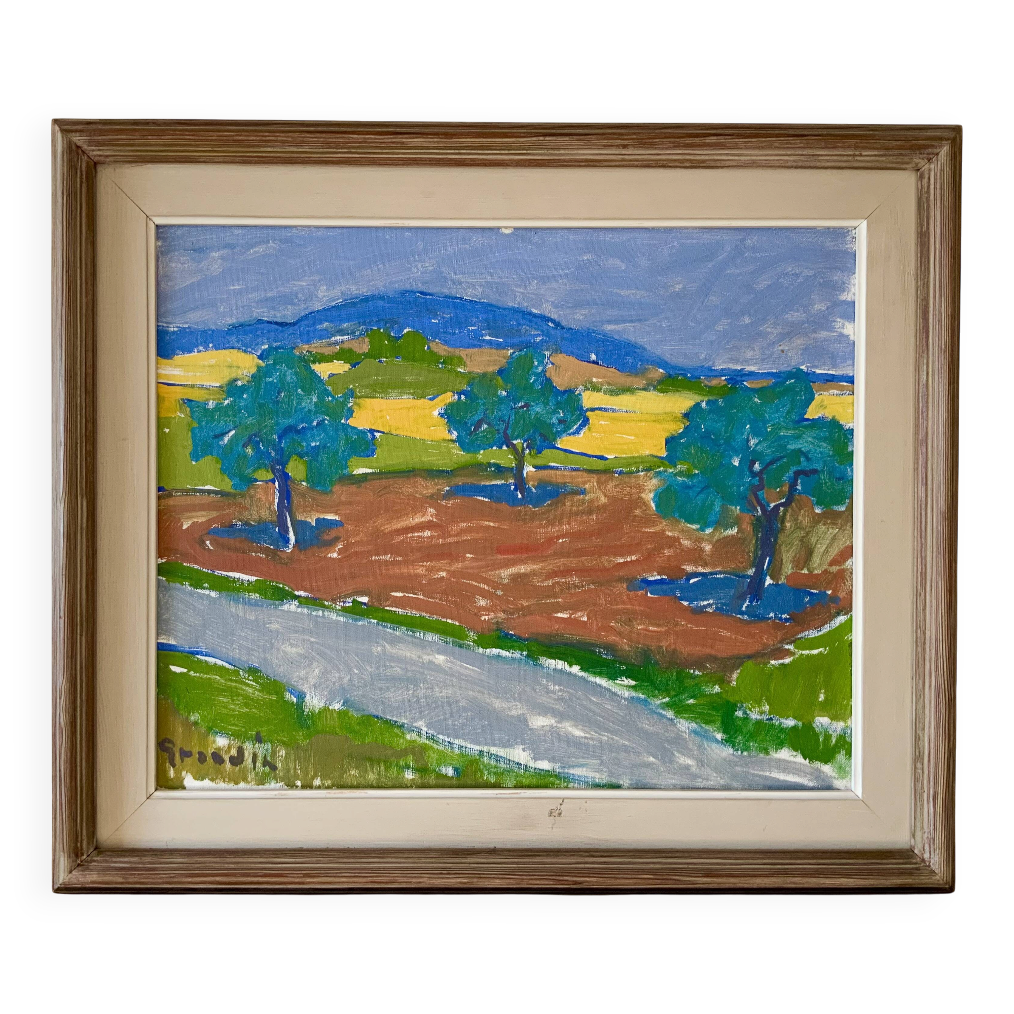 Svan Grandin (1906- 1982) Vintage Painting Landscape, signed