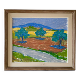 Svan Grandin (1906-1982) Peinture vintage paysage, signée