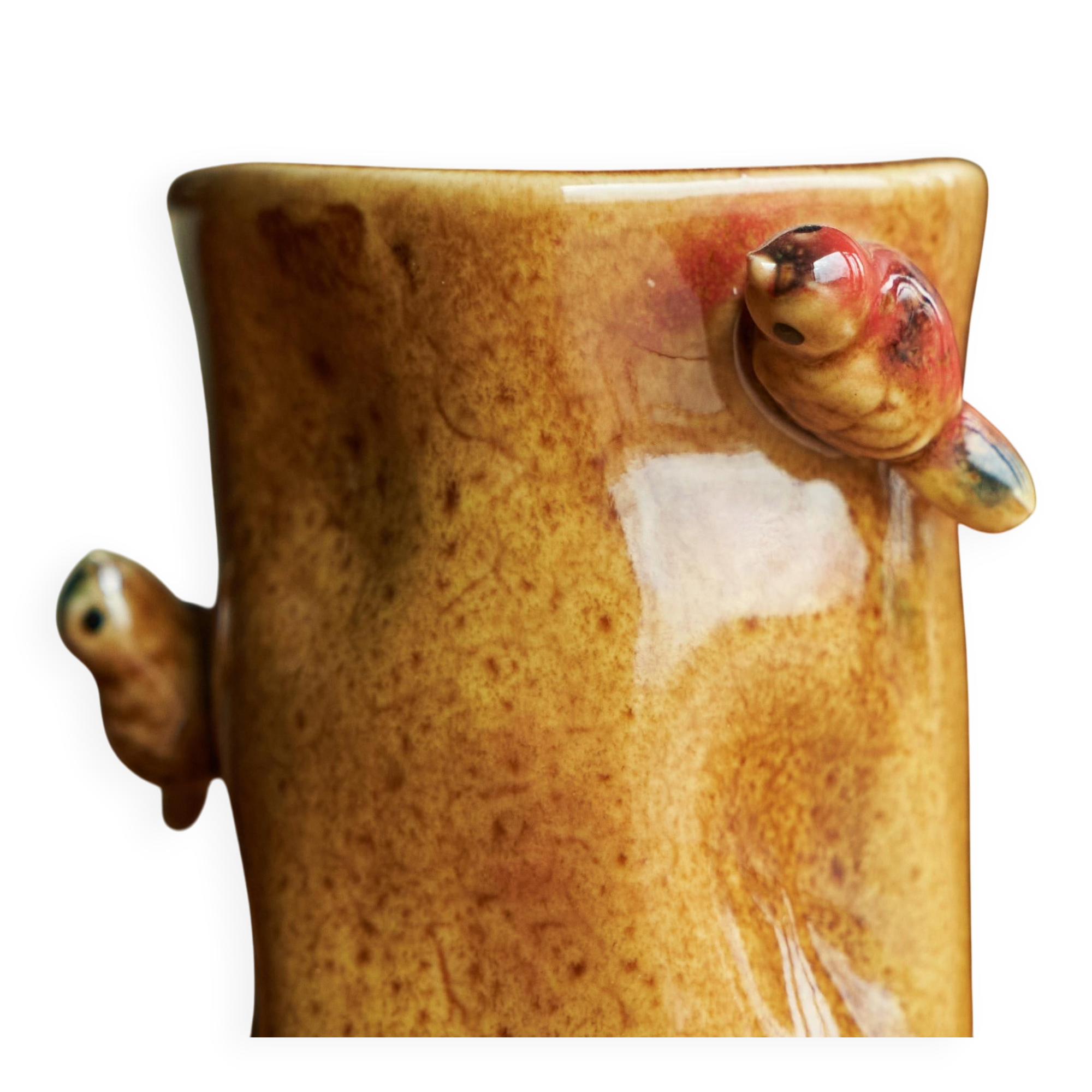 Studio pottery vase with birds, 1960s.