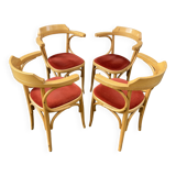 4 chairs Bentwood restaurant armchairs vintage 80s French bistro bentwood a