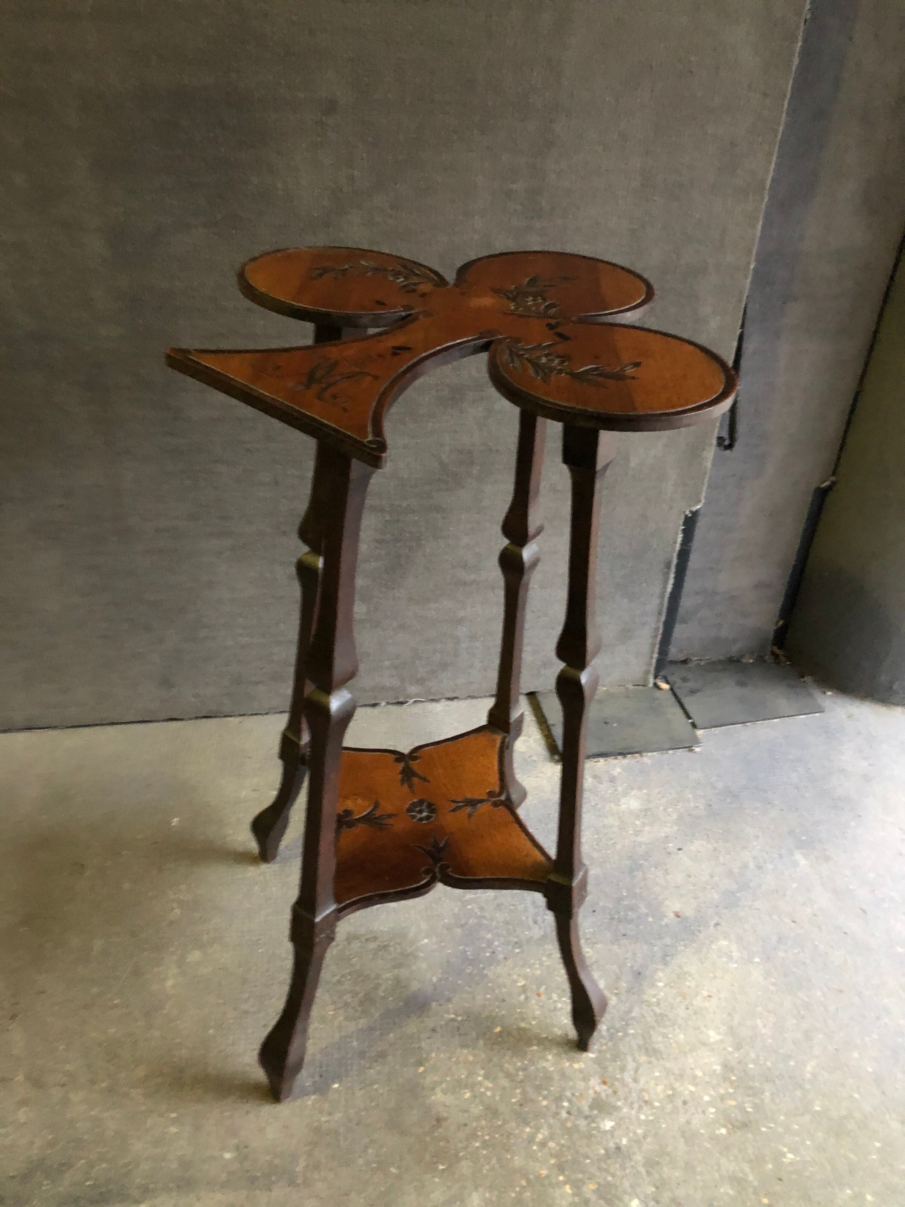 Art nouveau table with a pyrograved decoration
