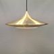 Minimalist and elegant gold coloured hanging lamp designed by Ejnar B. Mielby for Danish LYFA