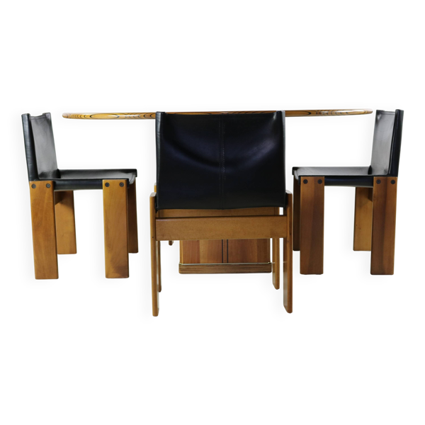 Ensemble de quatre chaises de salle à manger au design italien par Afra & Tobia Scarpa pour Molteni