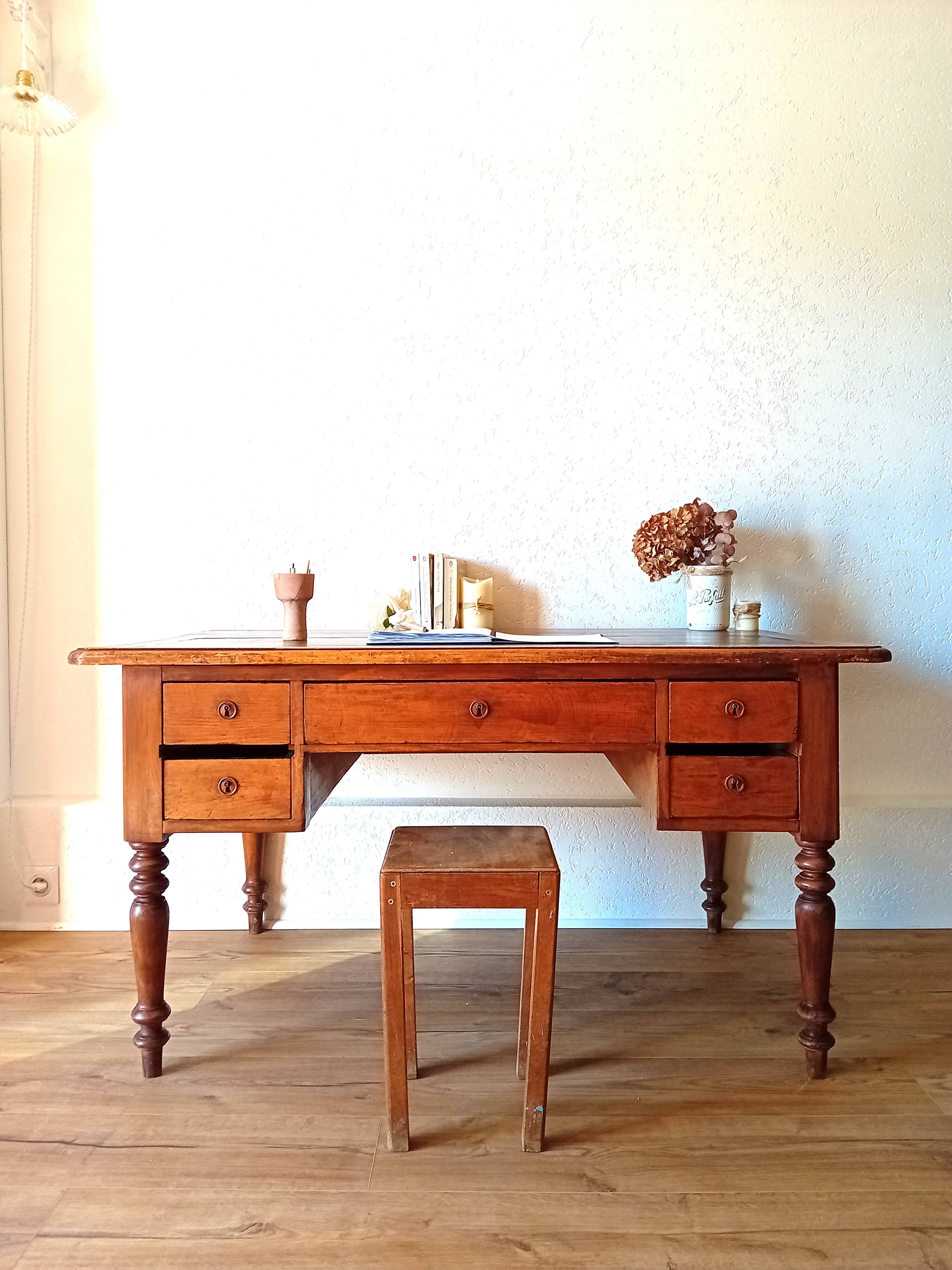 Grand bureau bois & cuir