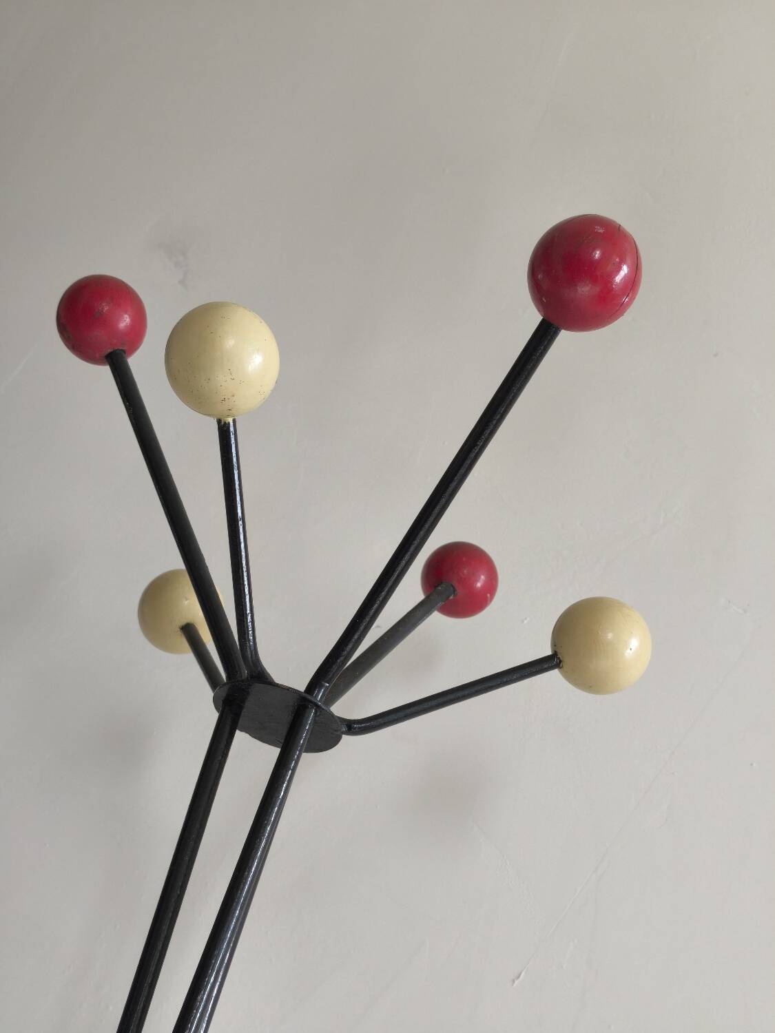 Vintage metal and wood coat rack