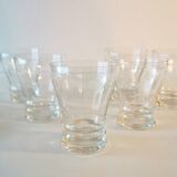 6 50s Wine Glasses, Art Deco pattern. Chiseled glass
