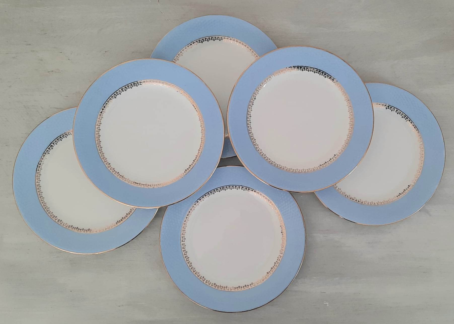 Flat Plates in Faience Café Gilbert by Moulin des Loups Vintage