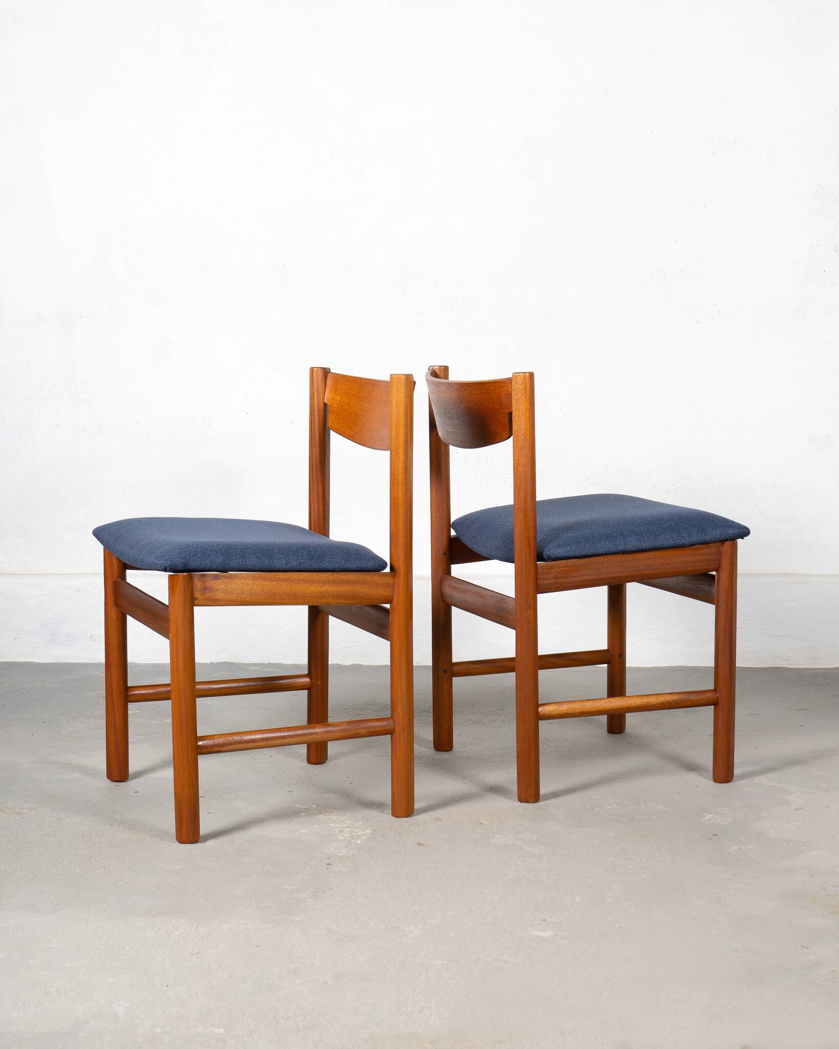 Set of 6 Dining Chairs by White and Newton in dark blue upholstery