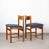 Set of 6 Dining Chairs by White and Newton in dark blue upholstery