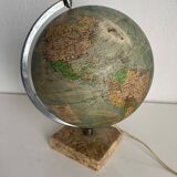 Vintage 1960 globe terrestrial glass Perrina marble world map - 28 cm