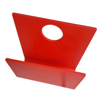 Red wood magazine holder