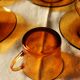 Service Duralex Vintage Orange Soaked Glass 6 cups Tea Sauces Pot