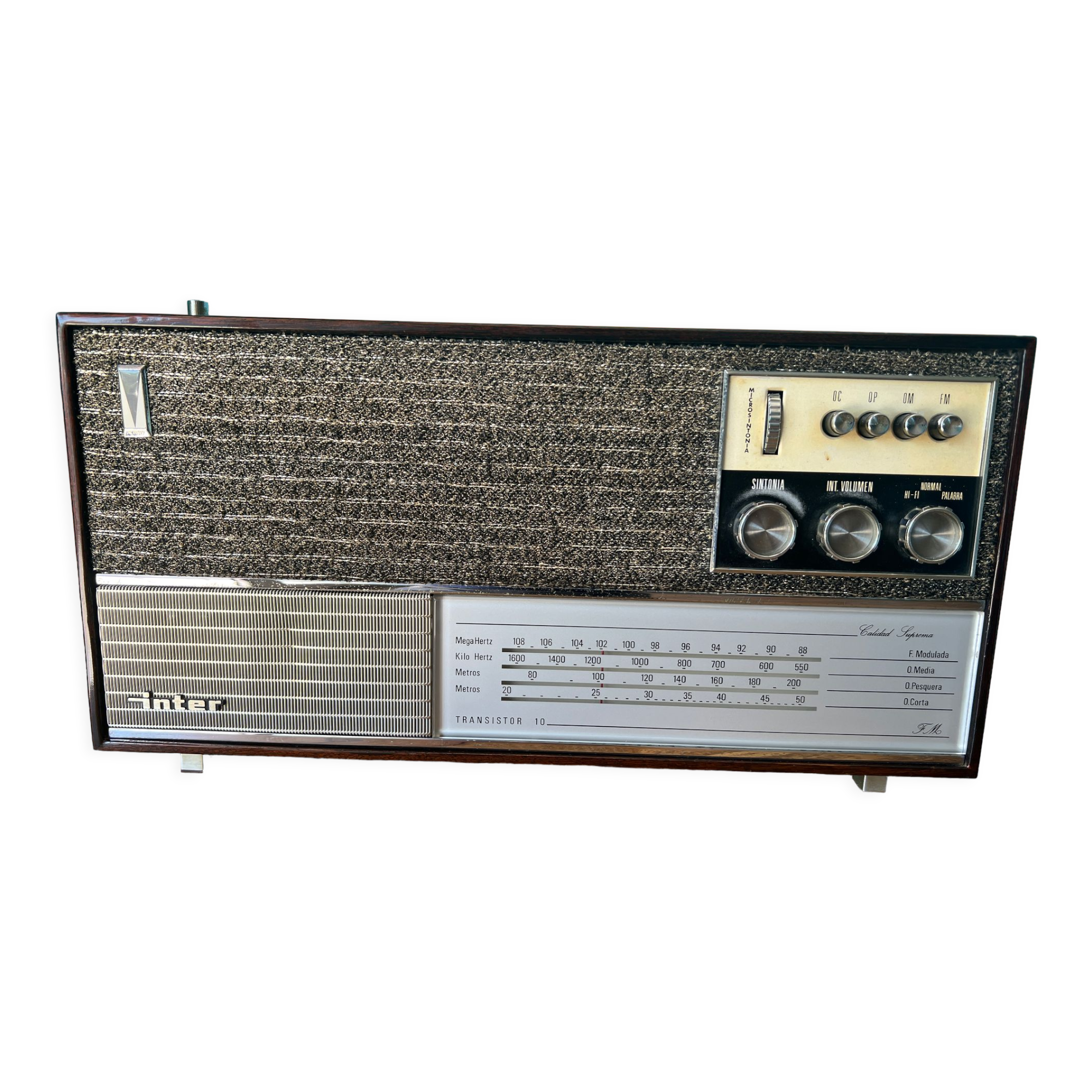 Transistor radio from the 70s, inter brand, for mid century modern apartment decoration