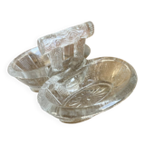 Salt and pepper shakers in glass