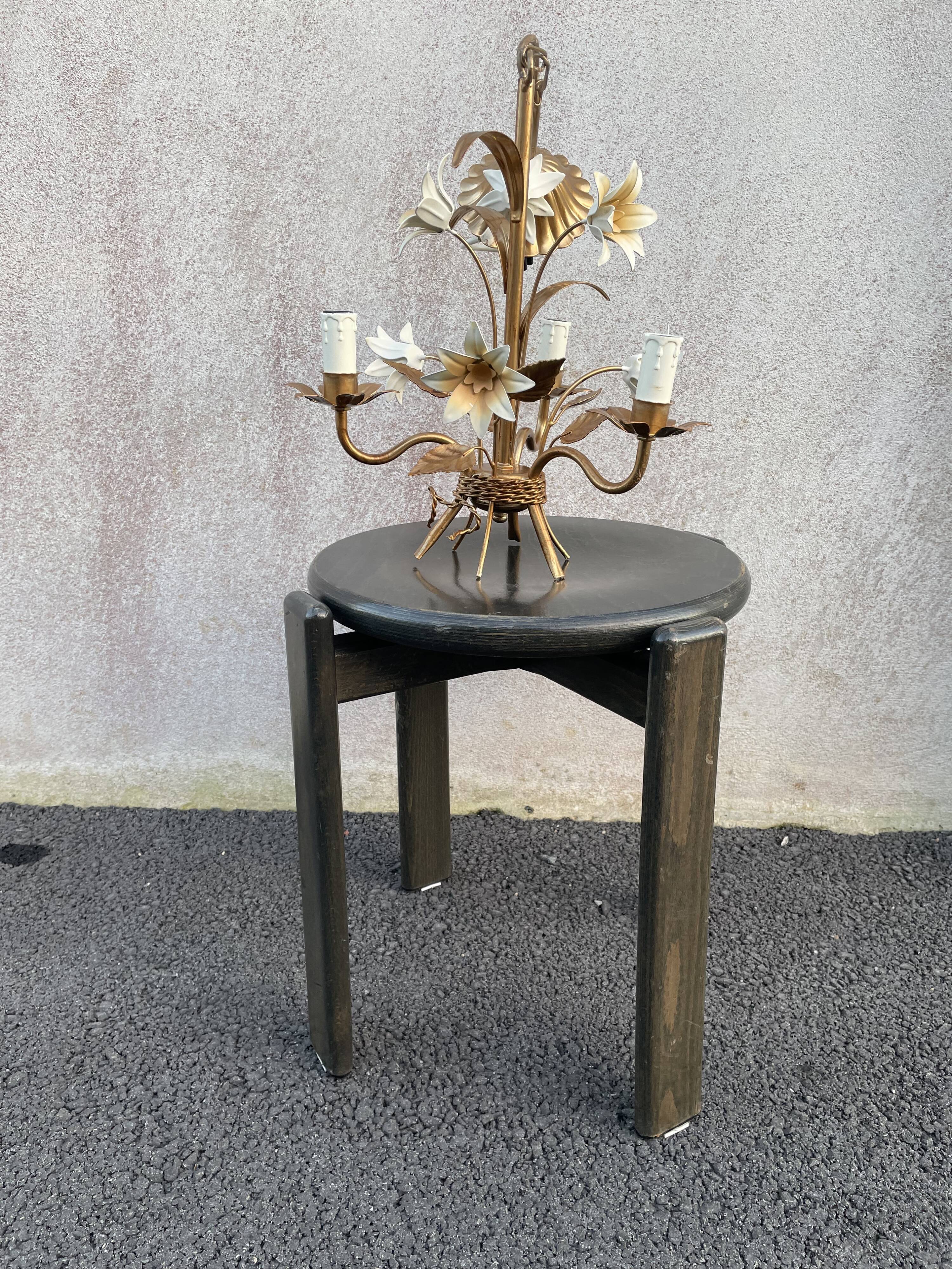 Lustre métal fleurs 3 feux