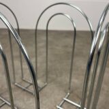 Postmodern chrome metal magazine rack from the 80s