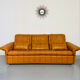 Ancien Canapé 3 places De Sede en cuir épais cognac design années 70
